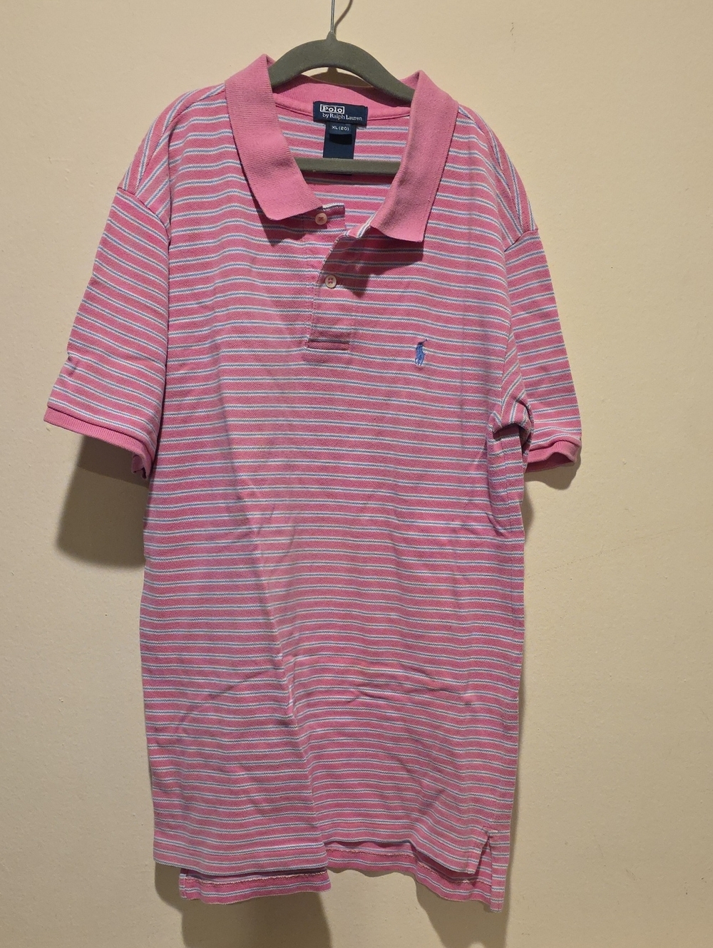 Polo Ralph Lauren Pink Striped Polo Shirt Xl 18
